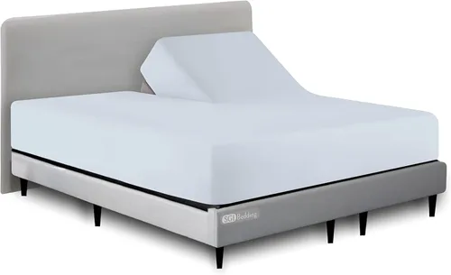 Miniatura 11 de SGI bedding Sábana bajera ajustable Queen Split Top de 28 pulgadas con cabezal flexible SOLO 100% algodón egipcio 1000 hilos Sábana bajera Flex Top