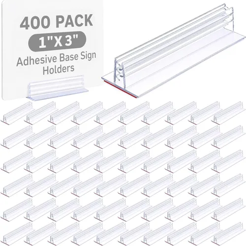 Miniatura 13 de Fulmoon 100 Piezas Soportes para Letreros, Base Adhesiva Soportes para Letreros Múltiples Usos para Mostradores, Almacenes, Soportes de Base