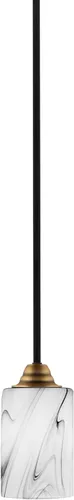 Miniatura 109 de Toltec Lighting Paramount - Mini colgante de 1 luz en acabado negro mate con cristal de arte perla de 7 pulgadas y estilo negro