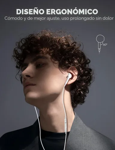 Miniatura 2 de Antool Auriculares con cable,【Llamadas Ultra Claras y sin Ruido】 Auriculares con cable de 3.5mm, auriculares intraaurales con micrófono, compatibles