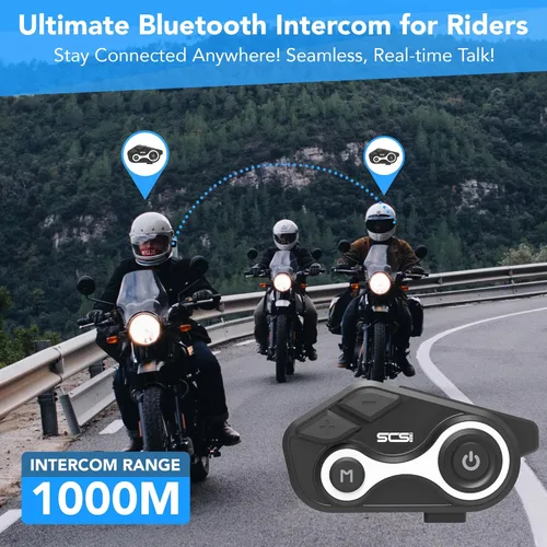 Miniatura 5 de Intercomunicador Bluetooth para motocicleta, 1000 m, sistema de comunicación para casco de moto, 2 usuarios, audífonos inalámbricos universales