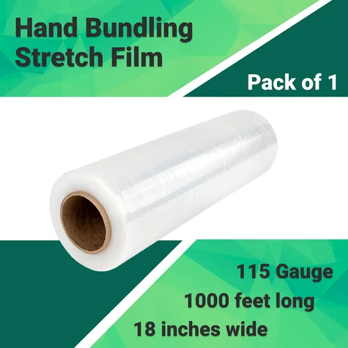 Miniatura 2 de IDL Packaging Rollo de envoltura elástica resistente a mano de calibre 115 de 18 pulgadas x 1000 pies (paquete de 1 rollo), película elástica