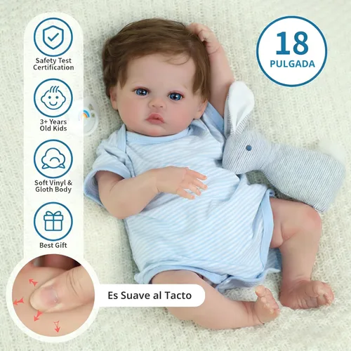 Miniatura 4 de SCOM Muñecas Reborn Baby Niño Meadow de 18 pulgadas – Recién nacido realista, cuerpo de tela suave con peso, adorable muñeca de la vida real posable