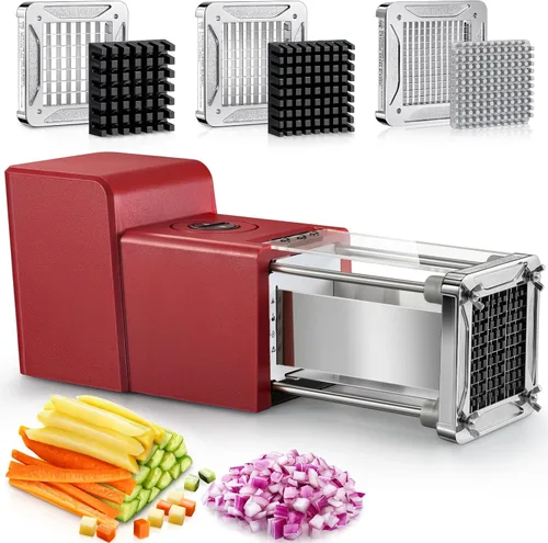 Miniatura 9 de Sopito - Cortadora eléctrica de papas fritas con cuchillas de acero inoxidable de 3 cuchillas 1/4 3/8 1/2 pulgada para papas, zanahorias, cebollas