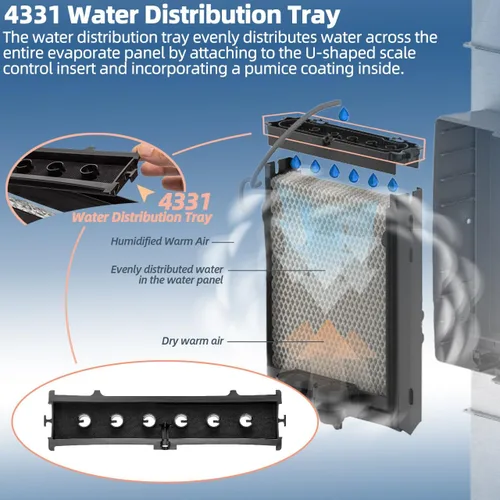 Miniatura 3 de 4331 Bandeja de distribución de agua de repuesto compatible con humidificadores Aprilaire serie 600 para modelos Aprilaire 600A y 600M humidificador
