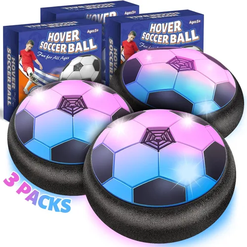 Officygnet Paquete de 3 pelotas de fútbol flotantes, juguetes para niños de 3, 4, 5, 6, 7, 8 años, juguete de fútbol flotante con luces LED,