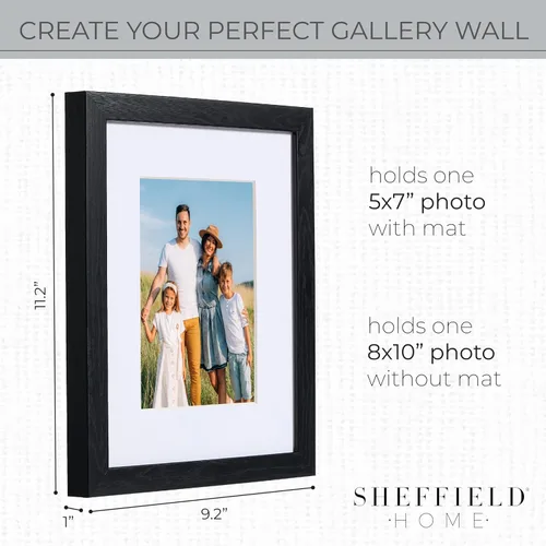Miniatura 3 de Sheffield Home Juego de 4 marcos de pared para galería, 8 x 10 pulgadas, color negro