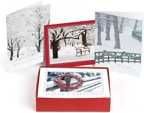 Miniatura 10 de Canopy Street Obra maestra de tarjetas navideñas de trineo / Juego de 16 tarjetas de fiesta en caja con sobres rojos a juego / Tarjetas navideñas