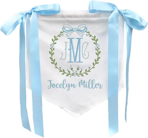 Miniatura 2 de Cartel de bienvenida personalizado para baby shower con lazos, cartel de bienvenida bordado con nombre personalizado, letrero de bienvenida