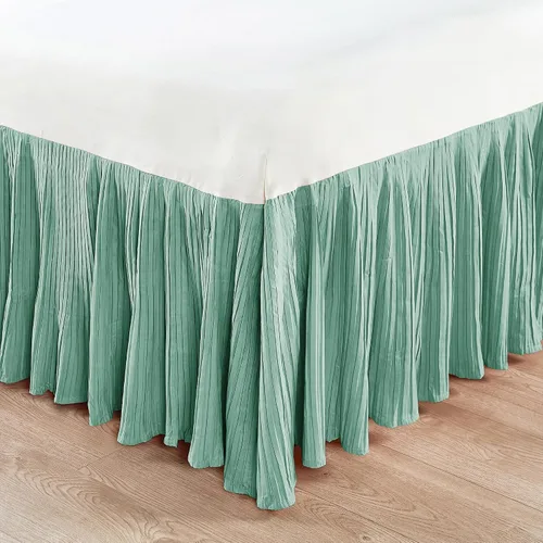 Miniatura 17 de Home Soft Things Falda de cama plisada de microfibra, diseño elegante envolvente de microfibra sólida con caída de 18 pulgadas, ropa de cama