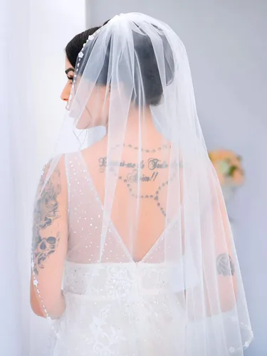 Miniatura 4 de Unicra Velo de novia de novia con peine velos de tul de novia accesorios de pelo para novias 1 nivel de longitud de la punta del dedo 35.4 pulgadas