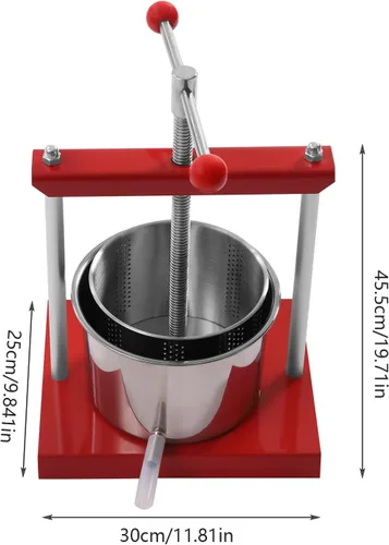 Miniatura 6 de Prensa manual de vino de frutas y hierbas para tintura de queso, máquina de prensa de barriles de acero inoxidable de 1.6 galones/6L para jugo