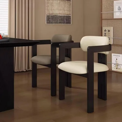 Miniatura 8 de Juego de sillas de comedor de madera, sillas de comedor modernas, silla de cocina tapizada, silla auxiliar de granja con brazos, para sala de estar
