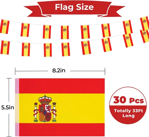 Miniatura 2 de Bandera de España Pequeña Mini Bandera Española Bandera de Decoración para Desfiles, Fiestas, Salones de Clase, Jardines y Festivales (España)