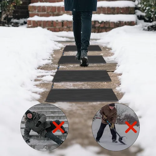 Miniatura 2 de Alfombrillas para derretir nieve para exteriores, 20 x 60 pulgadas, antideslizantes, con calefacción, 338 W, 120 V, alfombrillas térmicas