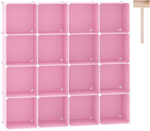 Miniatura 13 de C&AHOME Organizador de almacenamiento de cubos, estantes de 16 cubos, cubos de almacenamiento de plástico, organizador de armario de bricolaje