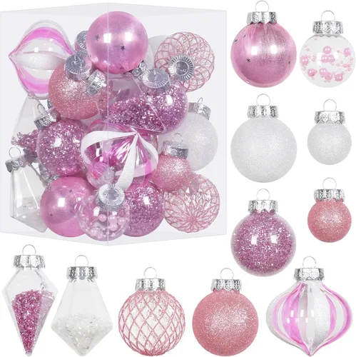 Miniatura 12 de Juego de Adornos de Bolas de Navidad, 34 piezas de adornos de Navidad de plástico transparente irrompibles para decoración colgante del árbol