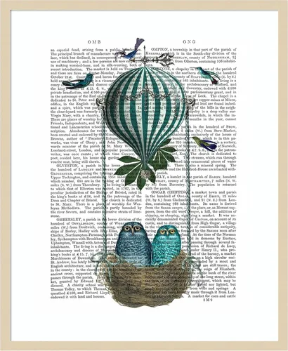 Miniatura 7 de Amanti Art Fab Funky - Póster enmarcado para pared, diseño de nido de globo de búho de 24 x 20 pulgadas, arte de pared de animales, decoración