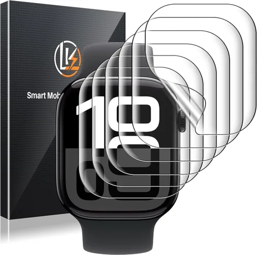 LK [6 unidades] Protector de pantalla para Apple Watch Series 11 de 46 mm Series 10 [Flexible TPU, no vidrio] Auto-reparación, cobertura máxima, sin