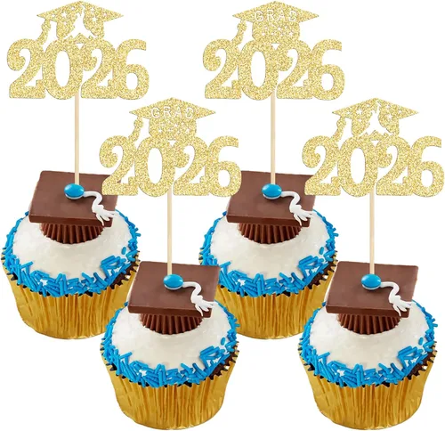 Miniatura 29 de Gyufise 1 paquete de decoración de pastel de graduación 2025 con purpurina de felicitaciones clase de 2025, decoración de pastel de diploma 2025