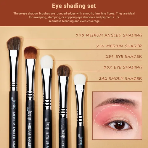 Miniatura 2 de Jessup Juego de brochas de sombra de ojos, 12 piezas, juego de brochas de maquillaje de ojos profesional prémium sintéticas, mezcla de sombra