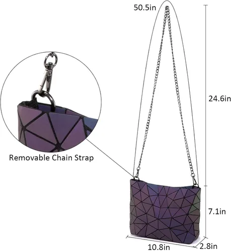 Miniatura 7 de ESOVIO Bolso de mano holográfico geométrico con bolso cruzado para mujer bolso iridiscente reflectante Bolso de mano holográfico geométrico