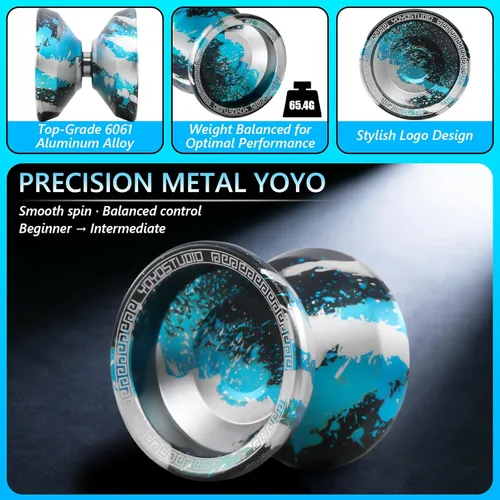 Miniatura 4 de YOYOSTUDIO T16 Yoyo Profesional Sensible para Niños 8-12, Yo yo de Doble Propósito para Niños y Adultos, Yoyo de Trucos Metálico con Kit