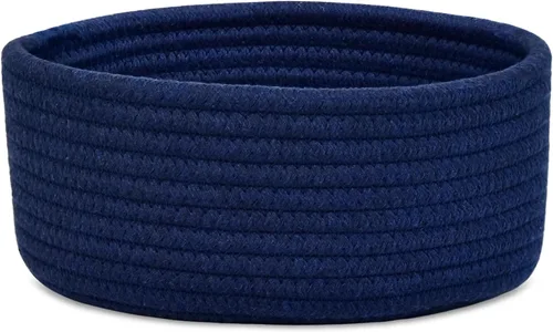 Miniatura 7 de ABenkle Cesta Tejida Pequeña, Cestas de Almacenamiento Pequeñas Vacías y Poco Profundas, Mini Cestas de Cuerda de Algodón, Cesta Decorativa Redonda