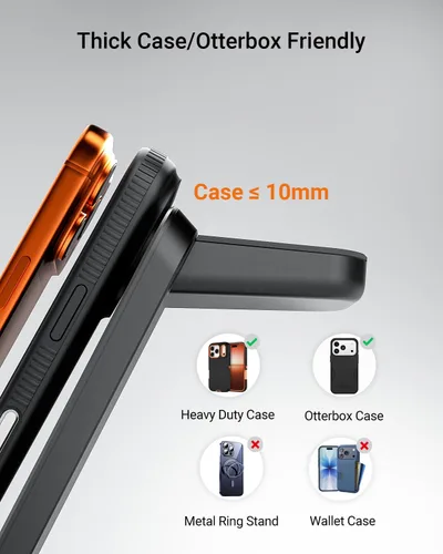 Miniatura 2 de Eazpower Cargador inalámbrico para fundas gruesas de 0.394 in/Otterbox/resistente, base de carga 3 en 1 para iPhone 17 16 15 14 Pro Max, estación