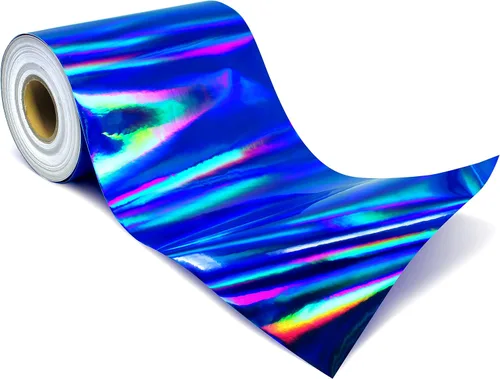 VViViD Deco65 - Rollo de vinilo adhesivo permanente holográfico azul cromado de 72 x 12 pulgadas
