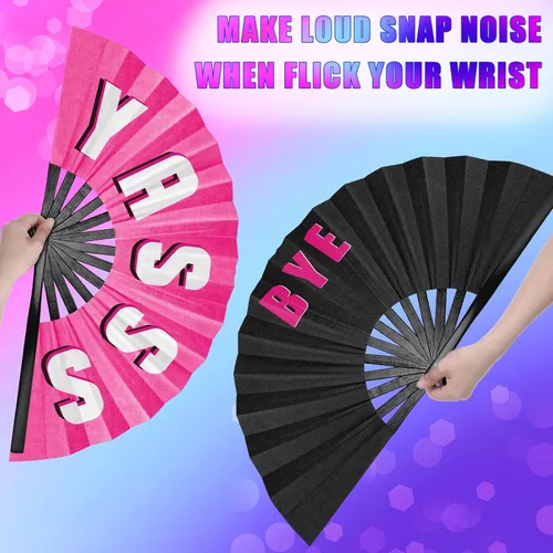 Miniatura 4 de Amyhill Paquete de 2 ventiladores plegables grandes de 13 pulgadas para baile de línea, grandes fanáticos rave, festivales, fanáticos chinos