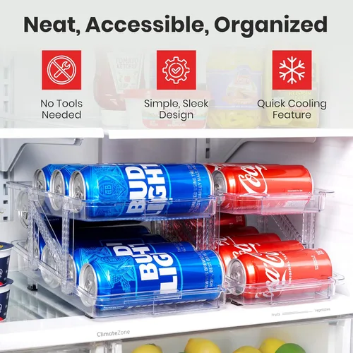 Miniatura 6 de Dispensador de Lata de Soda Expandible Para Refrigerador - Pack de 2 - Organizador Transparente de Latas de Soda Para Refrigerador, Cocina