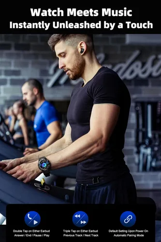 Miniatura 5 de Reloj inteligente para hombre con auriculares, TWS inalámbricos para teléfonos Android iOS, relojes inteligentes para Android iOS Respuesta/Hacer