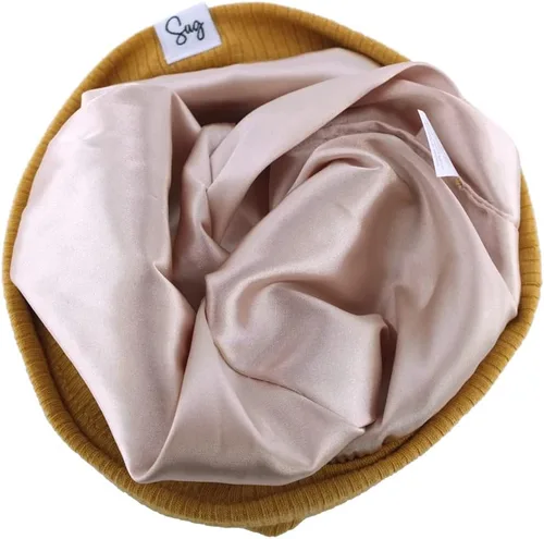 Miniatura 220 de Gorro de punto para recién nacido, para niños y niñas, con forro de satén sedoso, gorro para niños pequeños
