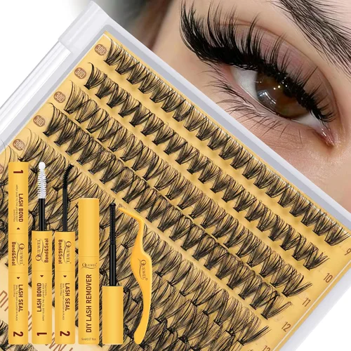 Miniatura 42 de QUEWEL 580 racimos de pestañas 30D+40D+50D+60D+80D+100D racimos de pestañas wispy de 10-18mm, pestañas individuales en racimo reutilizables