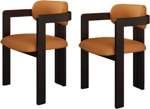 Miniatura 11 de Juego de sillas de comedor de madera, sillas de comedor modernas, silla de cocina tapizada, silla auxiliar de granja con brazos, para sala de estar