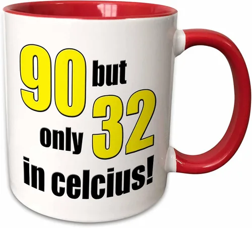 Miniatura 8 de 3dRose 90 pero solo 32 en Celsius. Amarillo. Taza negra de dos tonos de 11 oz