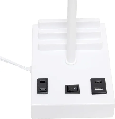 Miniatura 7 de Simple Designs LT1110-WOW - Lámpara de escritorio rectangular moderna de 15.3 pulgadas de alto con 2 puertos USB y salida de carga con pantalla