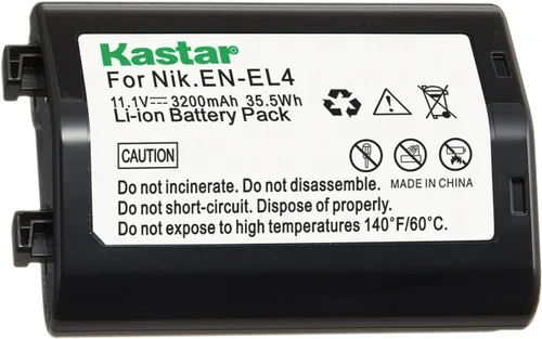 Kastar Paquete de 1 batería EN-EL4a de 11.1 V 3200 mAh de repuesto para cámara Nikon D2X, cámara Nikon D3, D3S, cámara D3X, cámara Nikon F6, Nikon