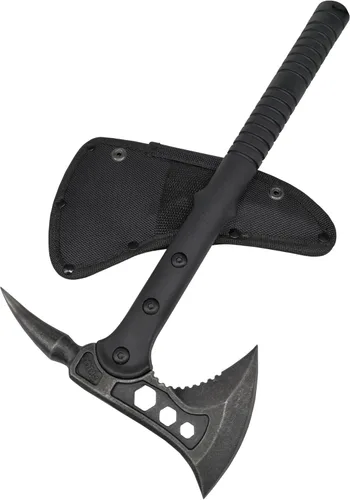 Miniatura 10 de Hacha de camping con vaina de nylon, Hacha Tomahawk vikinga forjada de acero al carbono de alta calidad, Hacha de camping portátil para cortar