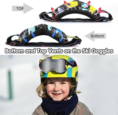 Miniatura 5 de Gafas de esquí para niños, con correa antideslizante, gafas de snowboard