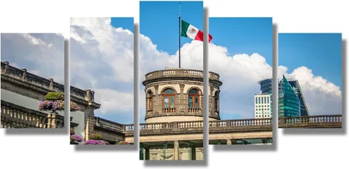 Miniatura 35 de Arte de pared con bandera de México para sala de estar, pintura de pared con textura envejecida y colorida de la bandera de México, 3 piezas