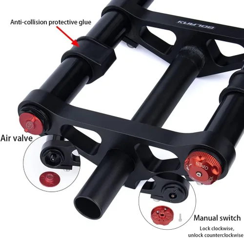 Miniatura 4 de Snow Beach Bike Suspension Tenedor de 20 pulgadas 4.0 Neumáticos Fat Air Forks Travel 5.512 in, 1-1/8inch Steerer Bike Horquillas Spread 5.315 in