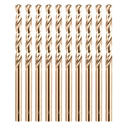 Juego de brocas de cobalto de 0.177 in - 10 piezas, brocas helicoidales M35 de vástago recto, brocas de acero de alta velocidad de 0.177 in para