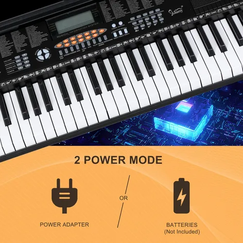 Miniatura 2 de GLARRY Juego de teclado de piano electrónico portátil de 61 teclas con pantalla LCD, soporte, micrófono, auriculares, soporte, banco, modos