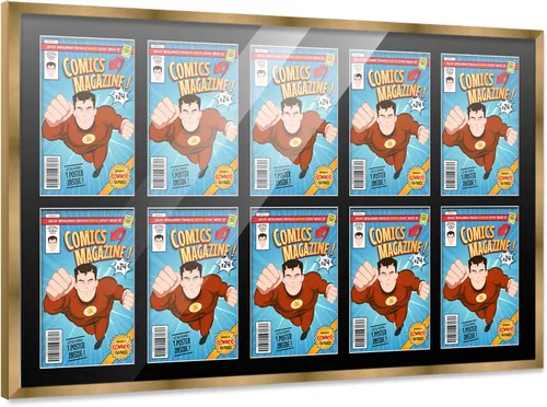 Miniatura 130 de Poster Palooza Marco de cómic con paspartú para 1 cómic de la Edad de Bronce publicado entre 1970 y 1985, marco de cómic negro para cómic de 7.25 x