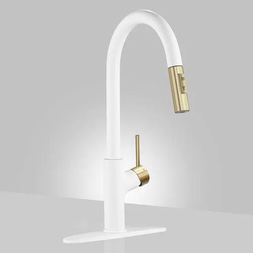Miniatura 8 de Achelous Grifo de cocina negro y dorado con rociador magnético extraíble, grifos de fregadero de cocina de acero inoxidable extraíbles rv, de una