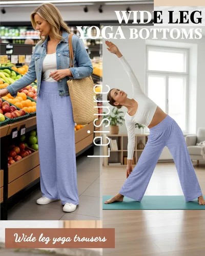 Miniatura 132 de Neer - Conjunto de 3 pantalones de yoga de pierna ancha para mujer - Pantalones deportivos cómodos, holgados, de cintura alta y casuales