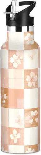 Miniatura 7 de Cartoon Lily White Double Wall Vacuum Insulated Bottles Water Bottles With Straws Leak-proof BPA-Free Leak Proof for Gym Sports
