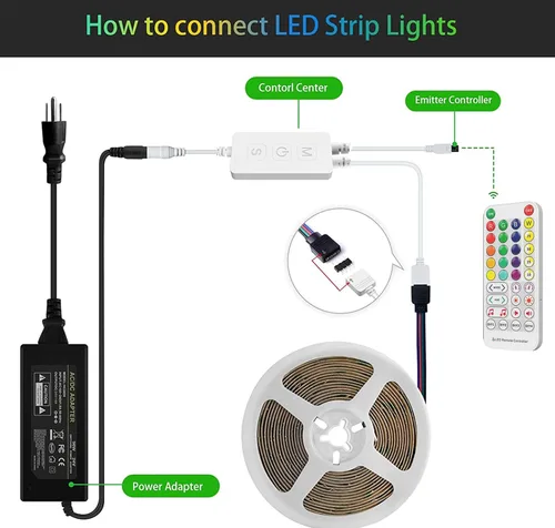 Miniatura 7 de Kit de tiras LED RGB COB, 9.8 pies ultra brillantes (840 LEDs/m) luces LED Bluetooth con control remoto de aplicación inteligente, luces LED